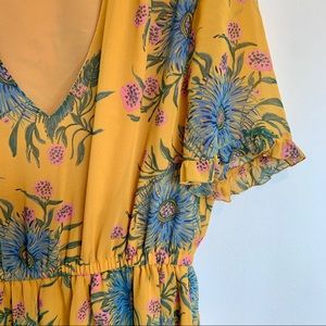 Madewell Yellow Ruffle Floral Dress (Size 14)